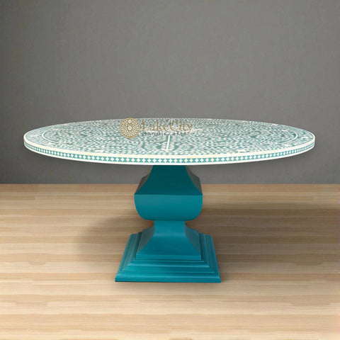 Bone Inlay Scroll-vine Design Round Dining Table