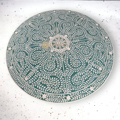 Bone Inlay Scroll-vine Design Round Dining Table