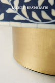 Bone Inlay Scroll-vine Design Round Coffee Table Indigo Blue| Bone Inlay Scroll-vine Design Round Center Table Indigo Blue