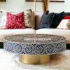Bone Inlay Scroll-vine Design Round Coffee Table Indigo Blue| Bone Inlay Scroll-vine Design Round Center Table Indigo Blue