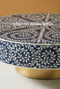 Bone Inlay Scroll-vine Design Round Coffee Table Indigo Blue| Bone Inlay Scroll-vine Design Round Center Table Indigo Blue