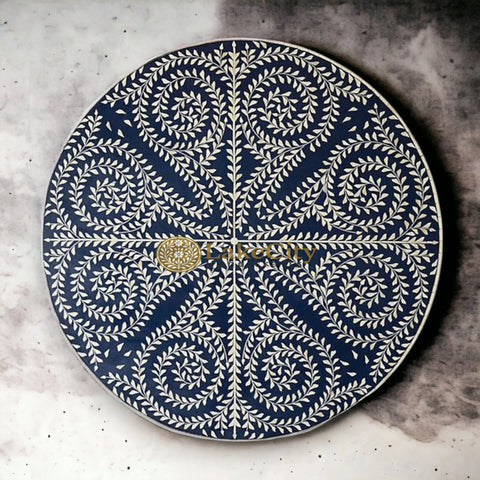 Bone Inlay Scroll-vine Design Round Coffee Table | Bone Inlay Scroll-vine Design Round Center Table