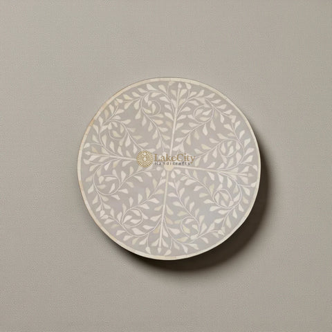 Bone Inlay Foliage Spiral Side Table Grey