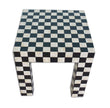 Bone Inlay Side Table Chessboard Design Black 3