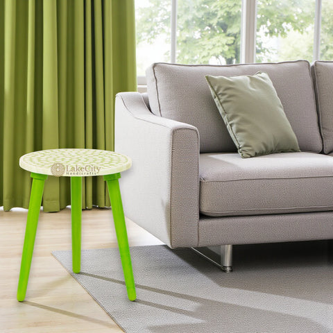 Bone Inlay Side Table Polka Dot Lime Green
