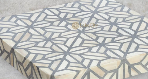 Bone Inlay Side Table Tortoise Grey