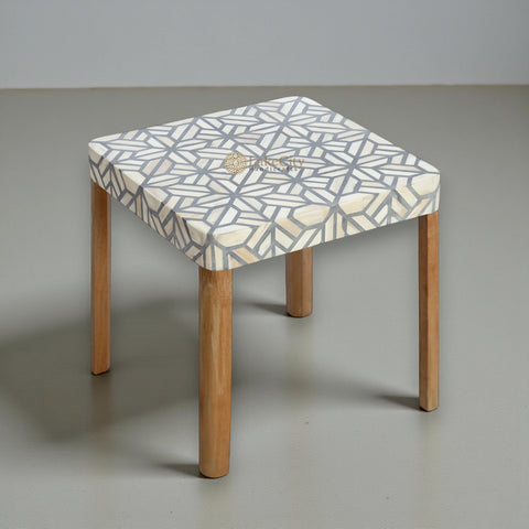 Bone Inlay Side Table Tortoise Grey