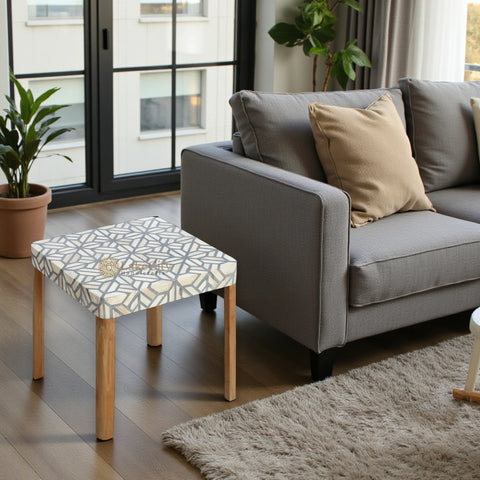 Bone Inlay Side Table Tortoise Grey