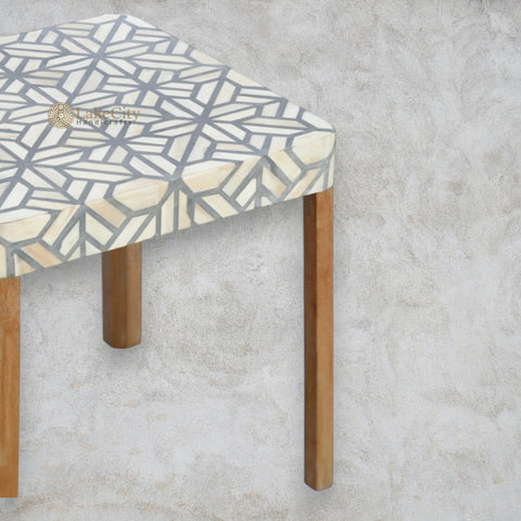 Bone Inlay Side Table Tortoise Grey