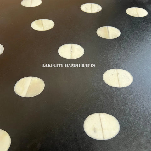 Polka Dot Bone Inlay Bedside Black | 2 Drawer Bedside Table | Bone Inlay Nightstand