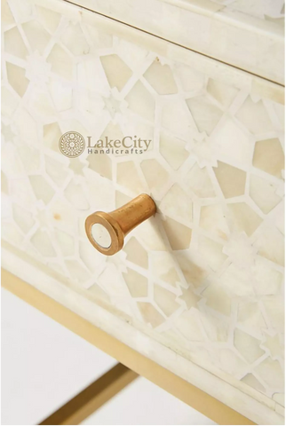 Star Bone Inlay Nightstand Beige