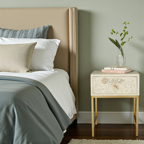 Star Bone Inlay Nightstand Beige