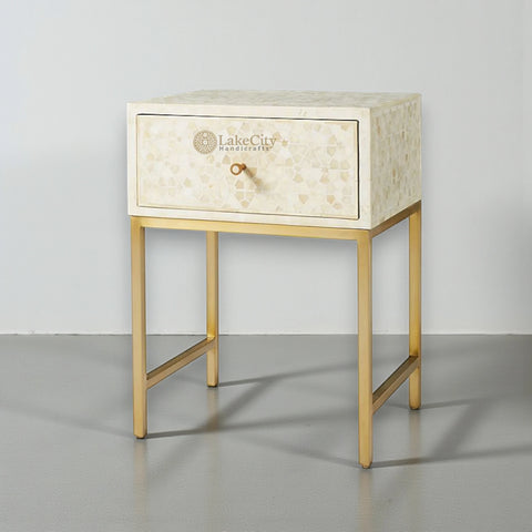 Star Bone Inlay Nightstand Beige