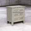Bone Inlay Geometric Design 3 Drawers Large Bedside Table Black | Bone Inlay Geometric Design 3 Drawers Large Nightstand Table Black