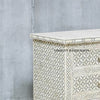 Bone Inlay Geometric Design 3 Drawers Large Bedside Table Grey | Bone Inlay Geometric Design 3 Drawers Large Nightstand Table Grey