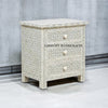 Bone Inlay Geometric Design 3 Drawers Large Bedside Table Grey | Bone Inlay Geometric Design 3 Drawers Large Nightstand Table Grey