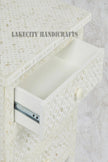 Bone Inlay Geometric Design 3 Drawers Bedside Table White | Bone Inlay Geometric Design 3 Drawers Nightstand Table White