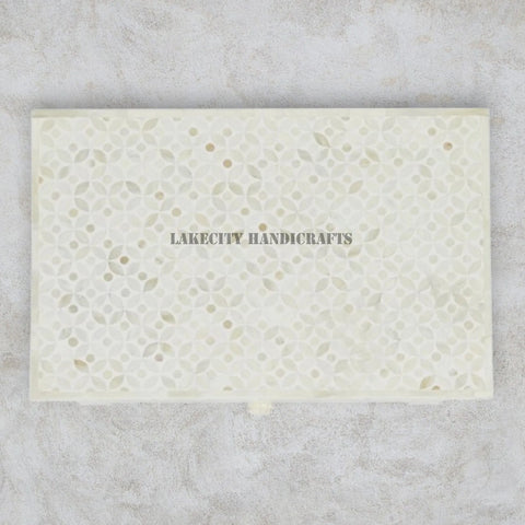 Bone Inlay Geometric Design 3 Drawers Bedside Table White | Bone Inlay Geometric Design 3 Drawers Nightstand Table White