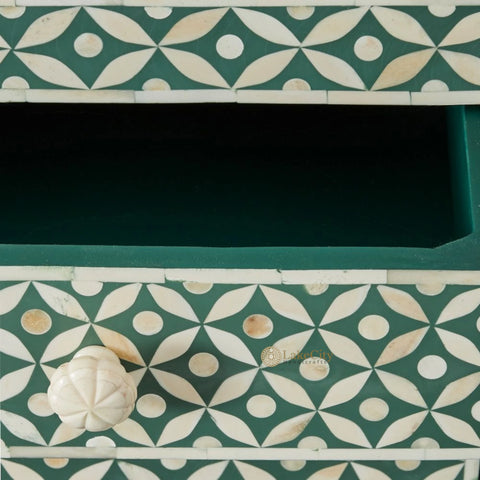 Bone Inlay Star Design 4 Drawers & 4 Doors Cabinet Table Green