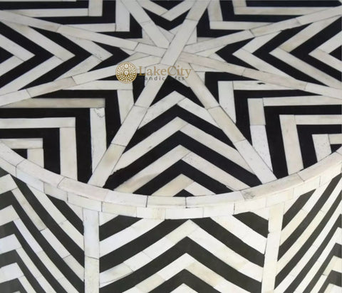 Chevron Bone Inlay Stool Black