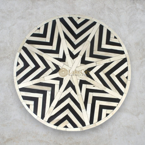 Chevron Bone Inlay Stool Black
