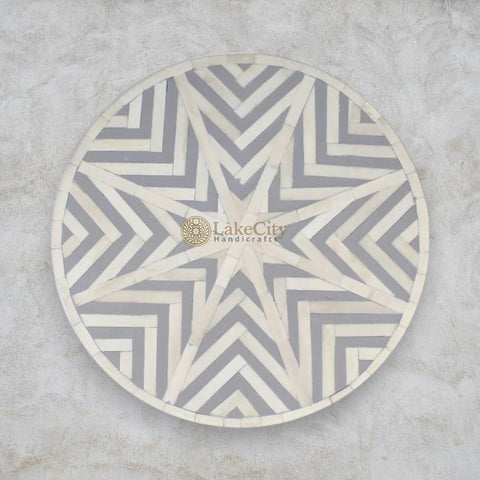 Chevron Bone Inlay Stool Grey