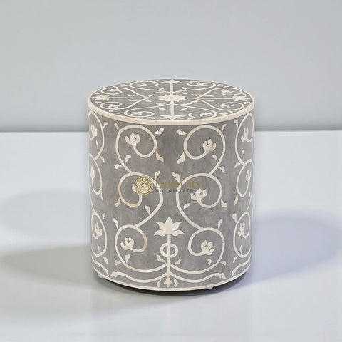 Bone Inlay Stool Bel Grey