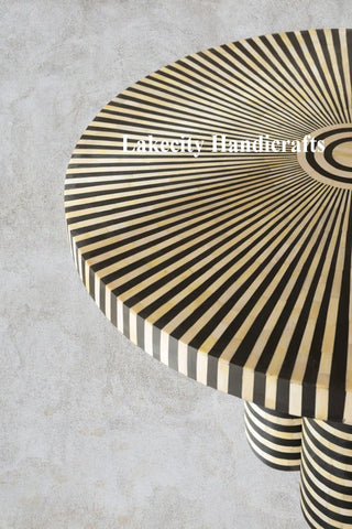 Rue Bone Inlay 3 Cylindrical Round Dining Table