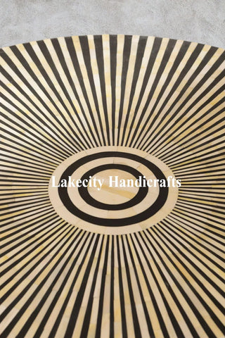 Rue Bone Inlay 3 Cylindrical Round Dining Table