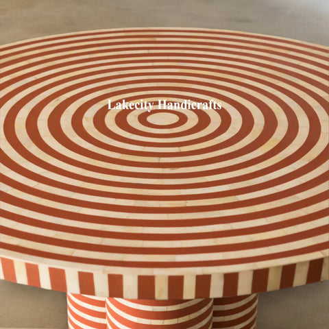 Rue Bone Inlay 3 Cylindrical Round Dining Table
