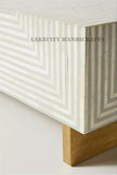 Bone Inlay Stripe Design Coffee Table Large Grey | Bone Inlay Stripe Design Center Table Rectangle Grey