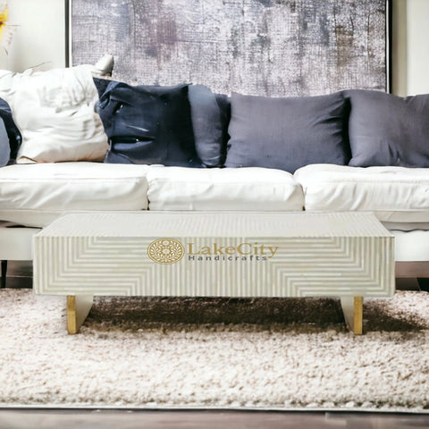 Bone Inlay Stripe Design Coffee Table | Bone Inlay Stripe Design Center Table