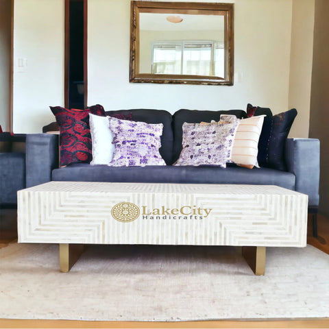 Bone Inlay Stripe Design Coffee Table | Bone Inlay Stripe Design Center Table