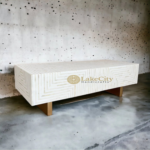 Bone Inlay Stripe Design Coffee Table | Bone Inlay Stripe Design Center Table