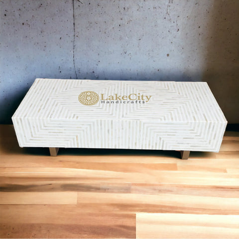 Bone Inlay Stripe Design Coffee Table | Bone Inlay Stripe Design Center Table
