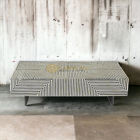 Bone Inlay Stripe Design Coffee Table | Bone Inlay Stripe Design Center Table