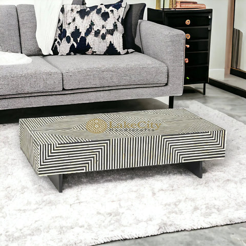 Bone Inlay Stripe Design Coffee Table | Bone Inlay Stripe Design Center Table