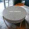 Bone Inlay Illusion Stripe Design Coffee Table Black | Bone Inlay Illusion Stripe Design Center Table Black