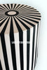 Bone Inlay Stripe Design Drum Side Table Black