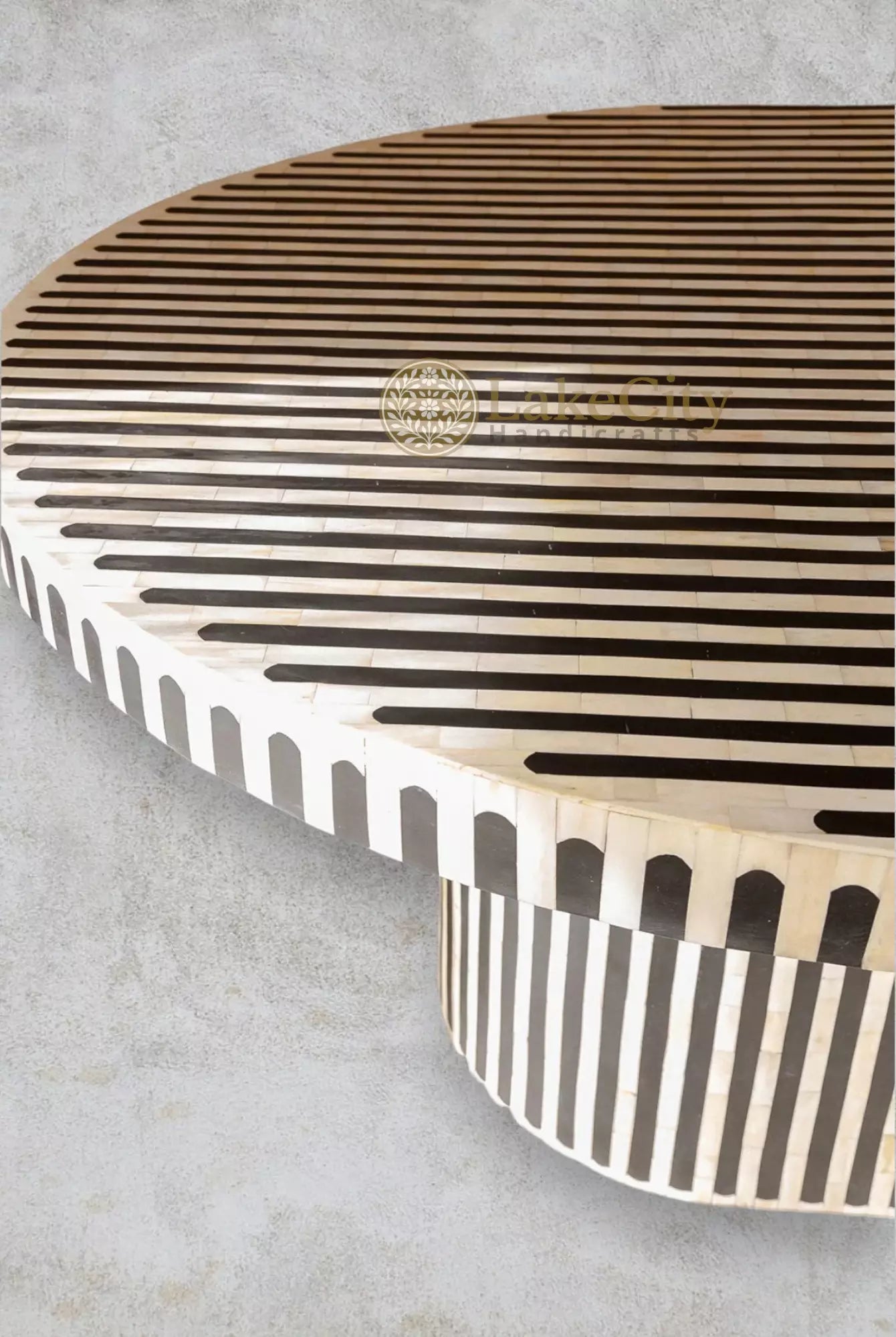 Rue Bone Inlay Oval Dining Table Orange