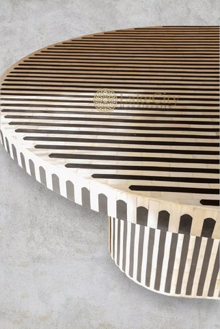 Rue Bone Inlay Oval Dining Table Orange