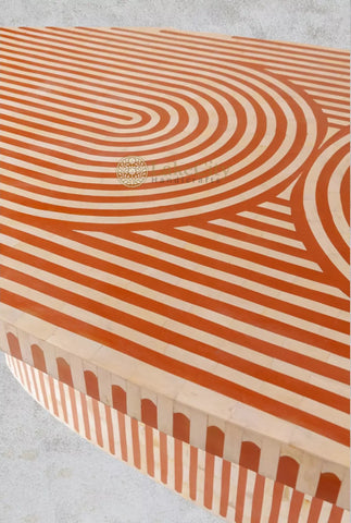 Rue Bone Inlay Oval Dining Table Orange