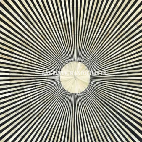 Bone Inlay Stripe Design Round Coffee Table Black | Bone Inlay Stripe Design Round Center Table Black