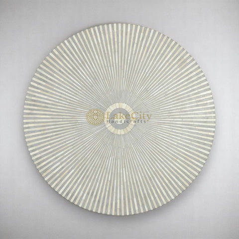Bone Inlay Stripe Design Round Center Table Grey | Bone Inlay Stripe Design Round Coffee Table Grey