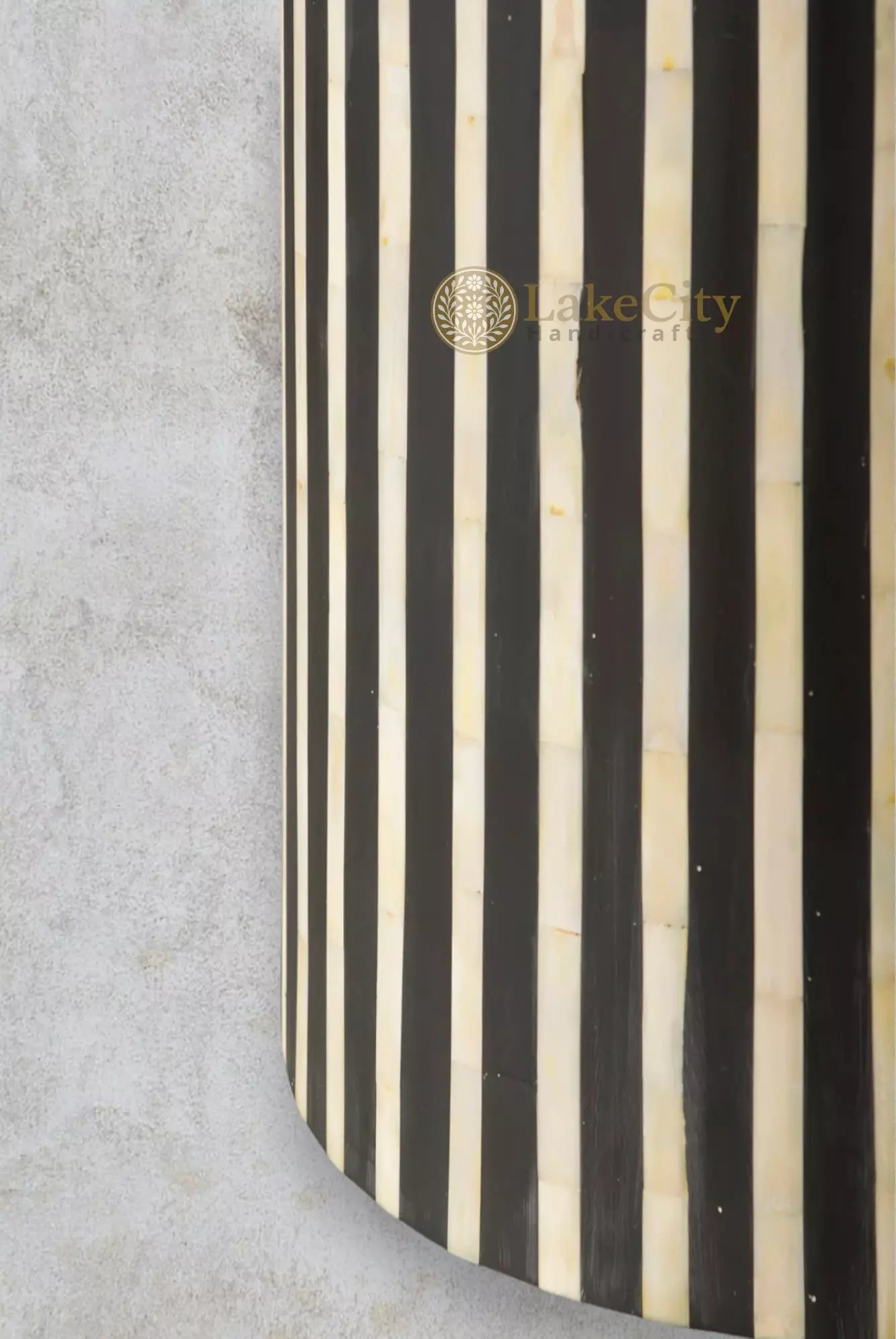 Rue Bone Inlay Stripe Dining Table Black