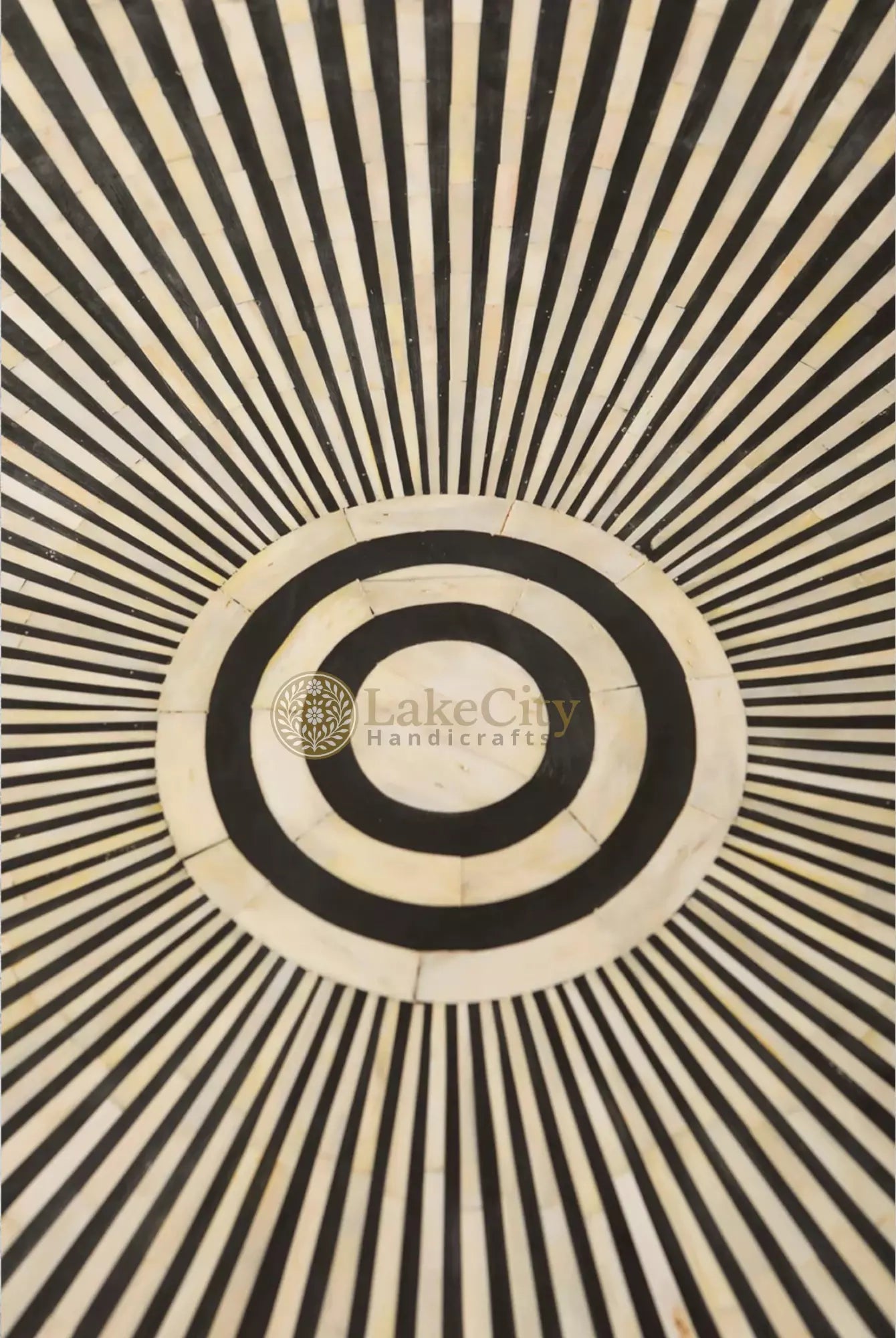 Rue Bone Inlay Stripe Dining Table Black