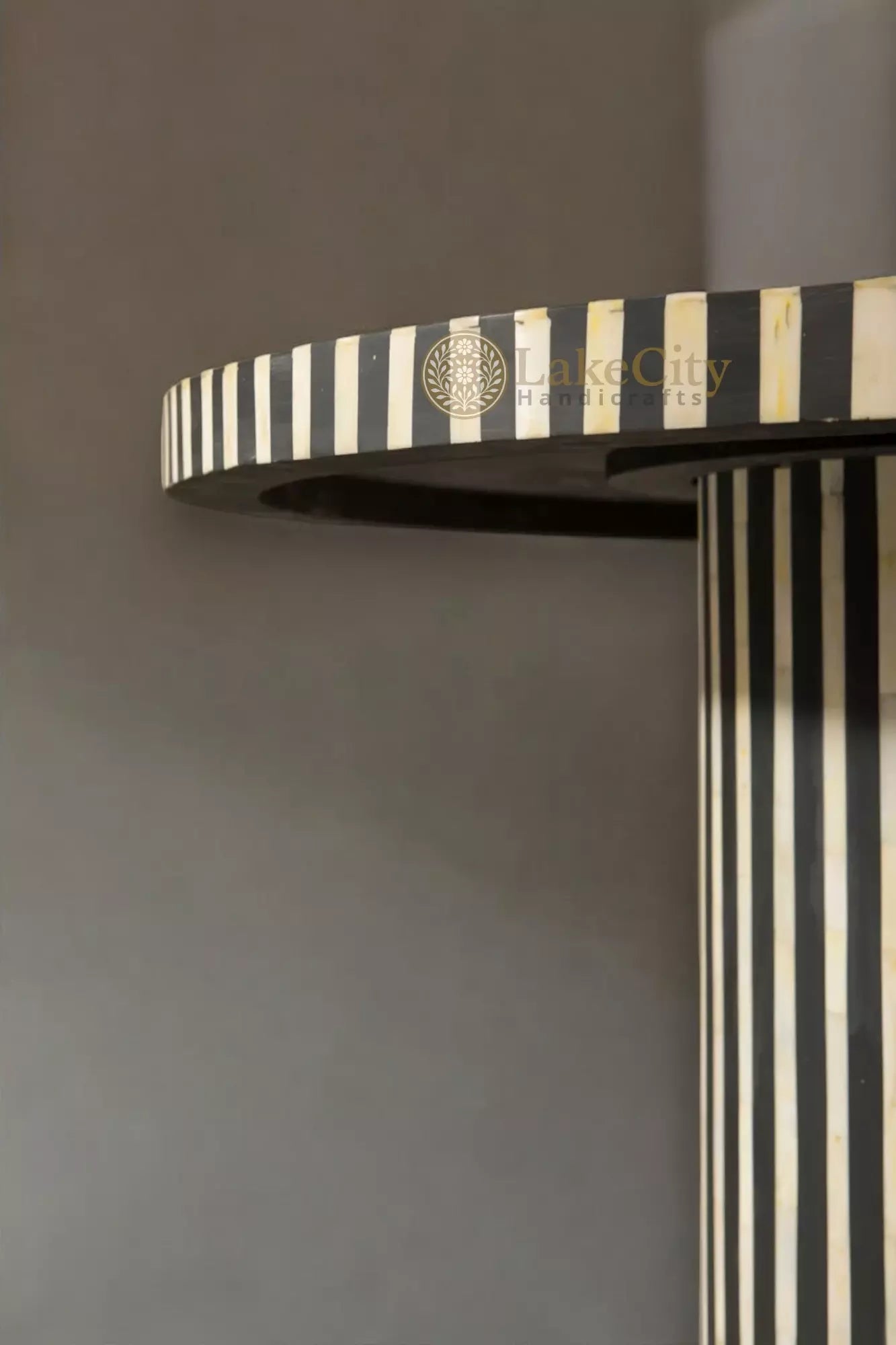 Rue Bone Inlay Stripe Dining Table Black