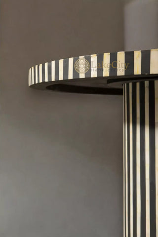 Rue Bone Inlay Stripe Dining Table Black