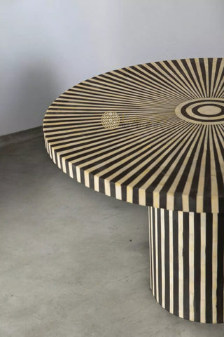 Rue Bone Inlay Stripe Dining Table Black