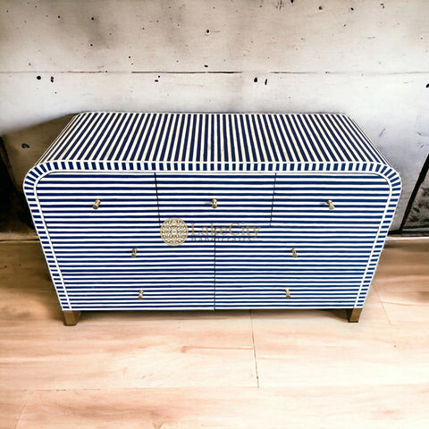 Bone Inlay Waterfall Stripe 7 Drawers Chest | Bone Inlay Waterfall Stripe 7 Drawers Dresser Table